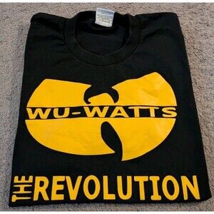 Wu-Watts Black Wu Tang Logo Black Heavyweight T-Shirt Men's L